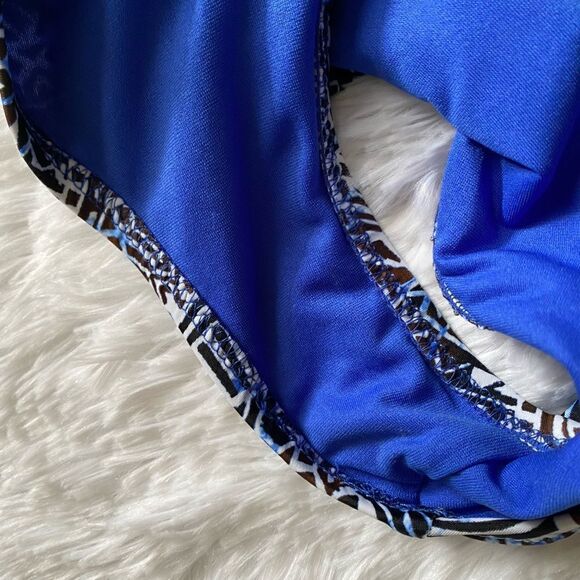 a.n.a One Piece Swimsuit New Blue Black Stringy Back Womens Size Small - Picture 6 of 9